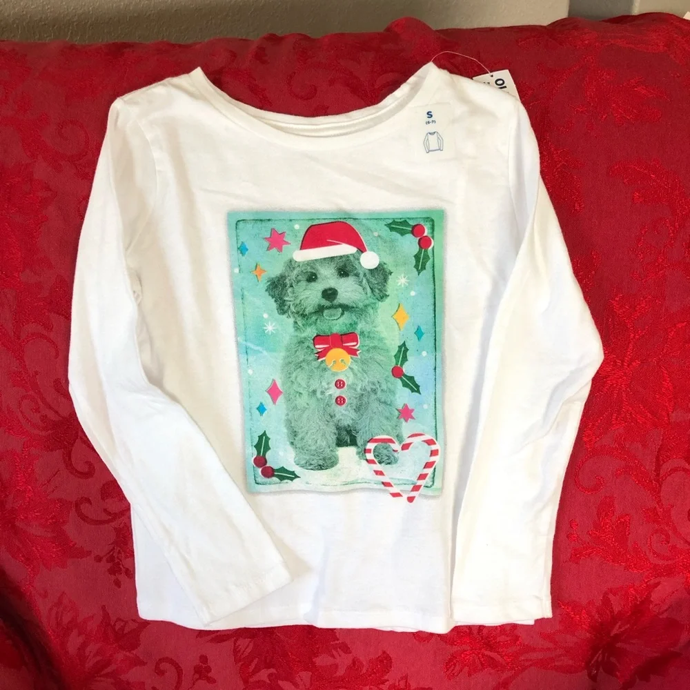 ☀️3/$10 Santa Paws long sleeve t shirt size 6-7 (see description)